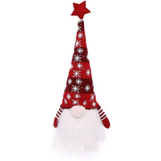 28cm LED Light-Up Christmas Gnome Figurine: Red & Silver Festive Ornament