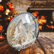 Enchanting LED Miniature Christmas Cloche Dome House: A Magical Festive Decor