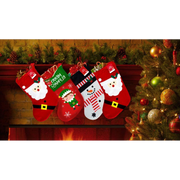 3PK Christmas Stocking Decor with Santa, Snowman, and Elf Design For Xmas